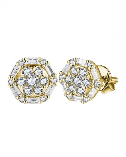 ROUND SHAPE BAGUETTE DIAMOND STUDS (TE1468)